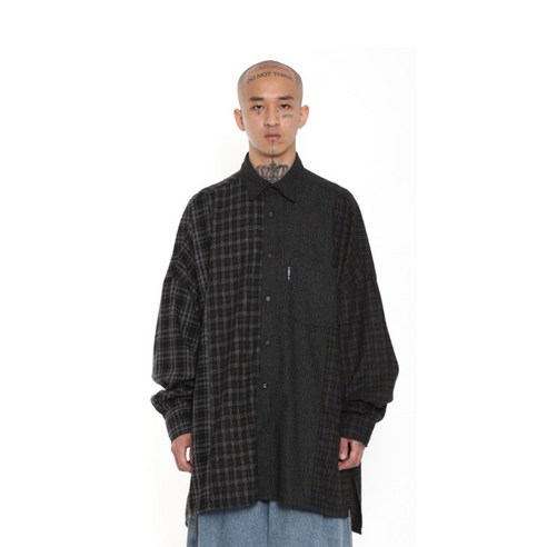 아조바이아조 남성용 Oversized Check Mixed Shirt