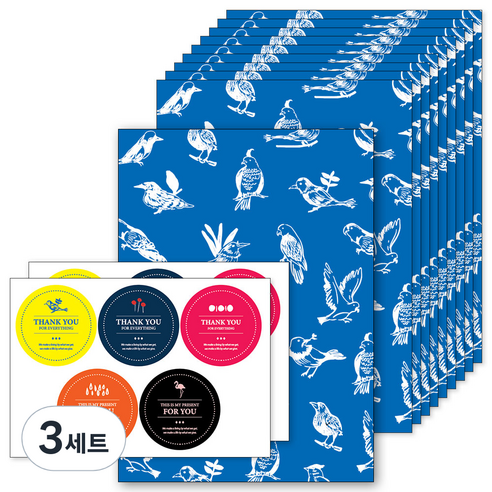 앤캐비넷 선물봉투 10p + 스티커 2p 세트, 블루버드, 3세트