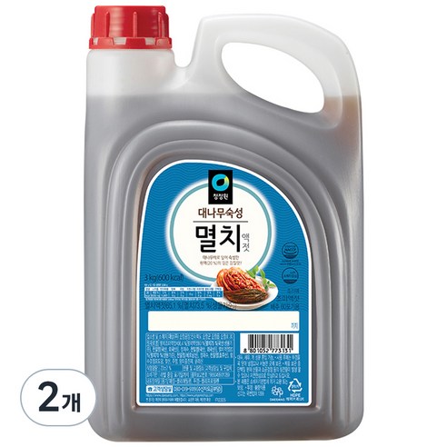 청정원 남해안 멸치 액젓, 3kg, 2개