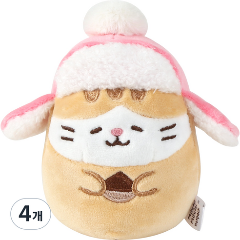 모찌타운 양털모자 핫팩 인형 군밤 베르 12cm, 4개