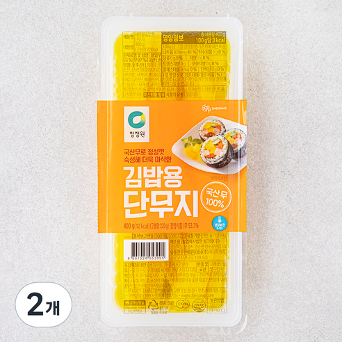 청정원 우리가족 김밥용 단무지, 400g, 2개