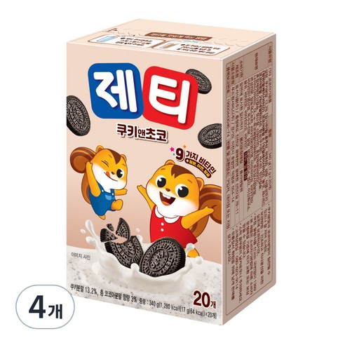 제티 쿠키앤 초코 분말, 17g, 20개입, 4개