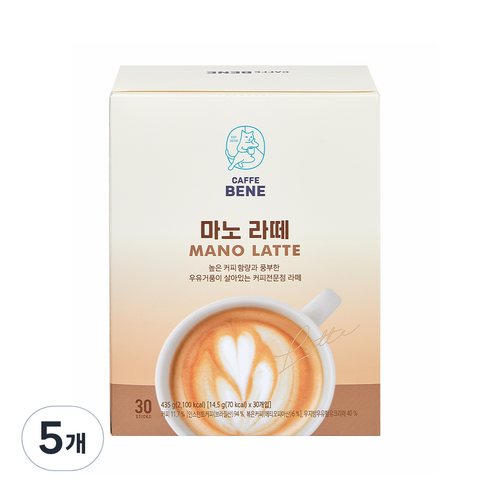 카페베네 마노라떼, 14.5g, 30개입, 5개
