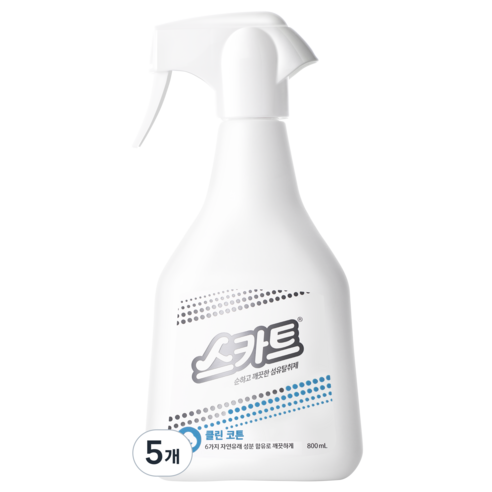 스카트 순하고 깨끗한 섬유탈취제 클린코튼, 800ml, 5개