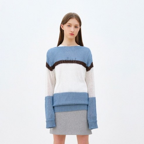 로켓런치 여성용 R COLOR BLOCK KNIT TOP