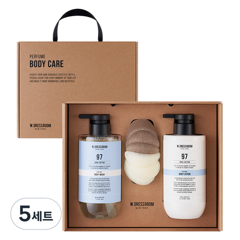더블유드레스룸 퍼퓸 바디케어 No.97 에이프릴코튼 선물 바디워시 + 바디로션 + 샤워볼 세트, 5세트