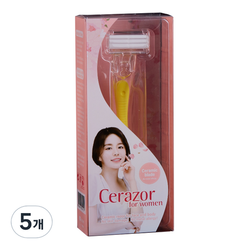 세레이져 세라믹 페이스 바디 여성용 면도기 노랑, 1개입, 5개