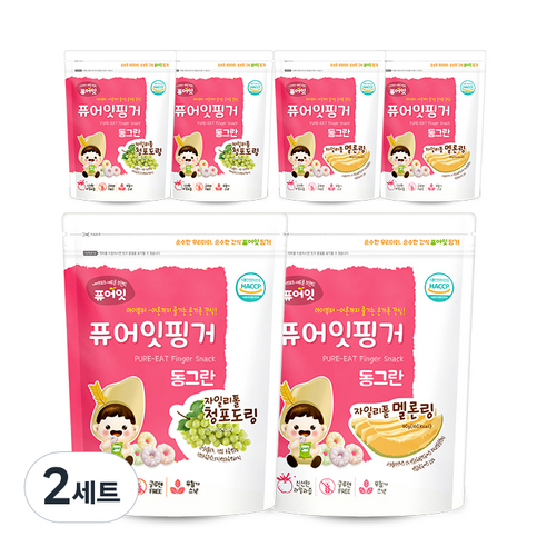 퓨어잇 핑거 동그란 자일리톨 청포도링 3p + 멜론링 3p, 청포도, 멜론, 2세트