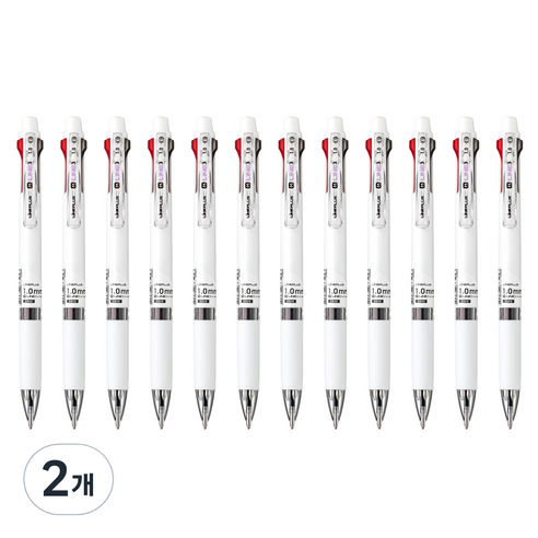 라인플러스 M3 3색볼펜 1.0mm 12p, 화이트, 2개