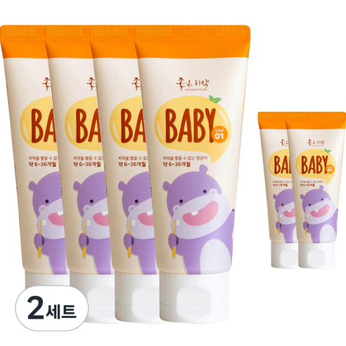 닥터초이스 좋은치약 베이비 1단계 60g x 4p + 베이비 여행용 15g x 2p 세트, 1세트