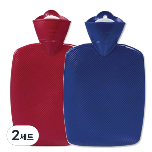 휴고프로쉬 보온 물주머니 핫팩 표준형 클래식 노커버 1.8L 레드 + 블루, 2세트