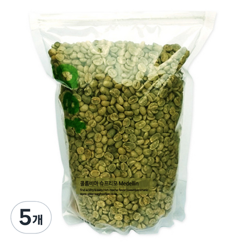 그린어쓰 콜롬비아슈프리모 Medellin 생두, 원두, 500g, 5개