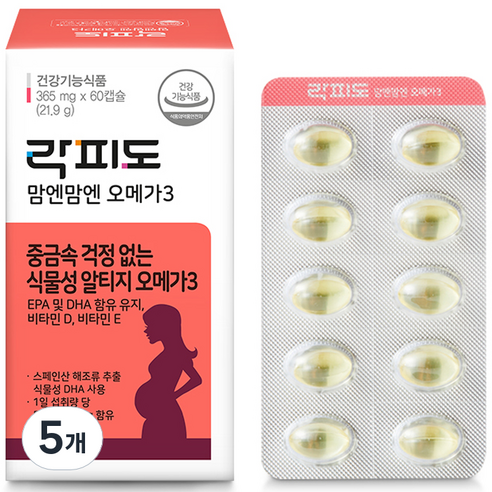 락피도 맘엔맘엔 오메가 3 21.9g, 60정, 5개