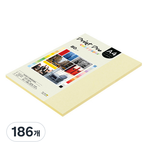 종이문화 프린트프로 칼라복사지 No.01 레몬 80g 62p, A4, 186개