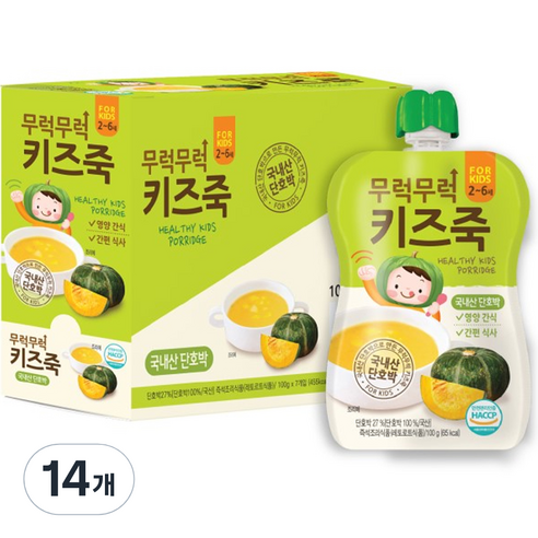 이유케어스 무럭무럭 키즈죽 100g, 단호박맛, 14개