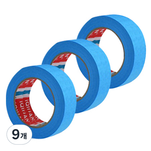 iQIHAN 칼라 마스킹 종이테이프 25mm x 15m, 블루, 9개