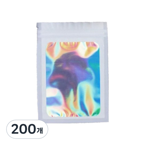 올하이 컬러풀 오로라 다용도 OPP 소품 포카 포장 지퍼백 슬리브 포장봉투 7.5 x 10 cm, 200개, 화이트