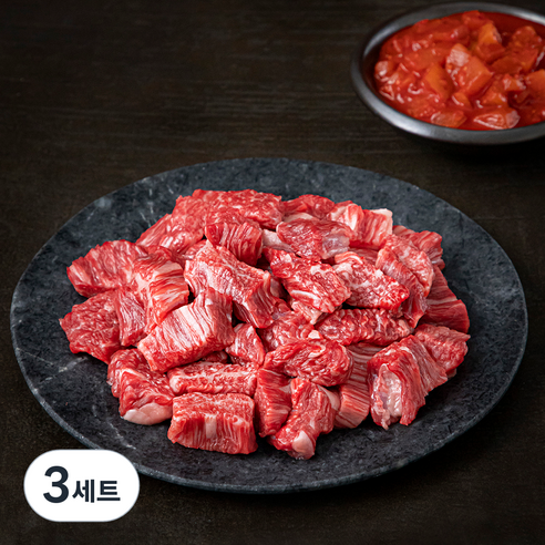 우미학 한우 정성 모듬 국거리용 1++ 등급(냉장) 300g + 깍두기볶음밥용 깍두기장 150g, 3세트