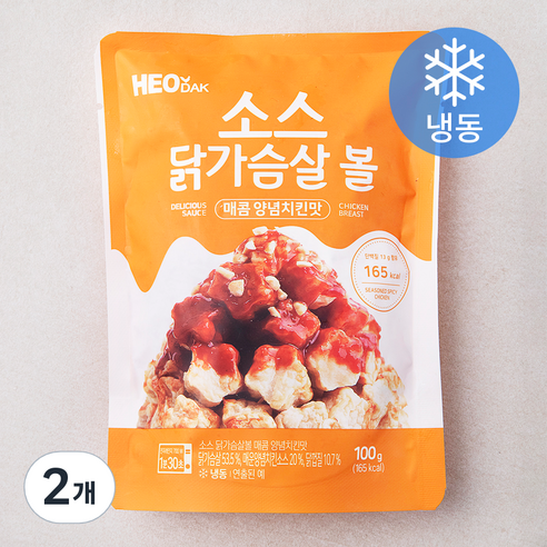 허닭 소스 닭가슴살볼 매콤 양념치킨맛 (냉동), 100g, 2개