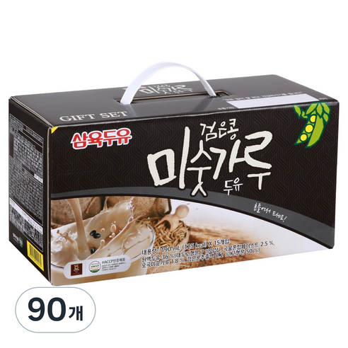 삼육두유 검은콩 미숫가루 두유 파우치, 190ml, 90개
