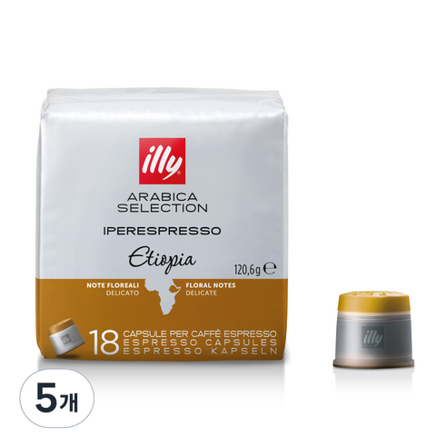 일리 에티오피아 캡슐커피 18p, 6.7g, 18개입, 5개