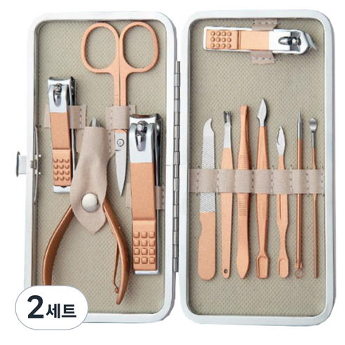 오와이규 다용도 손톱깎이 12종 세트, 로즈 골드, 2세트