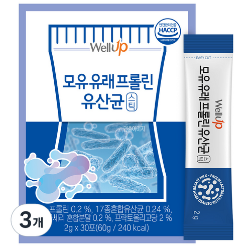 로엘 웰업 모유 유래 프롤린 유산균 스틱, 60g, 3개