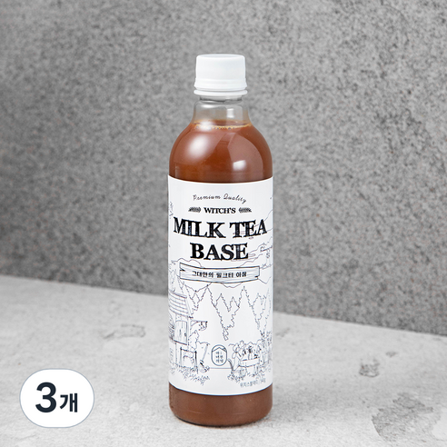마녀의부엌 위치스 블랙티 아쌈 밀크티 베이스, 500ml, 3개