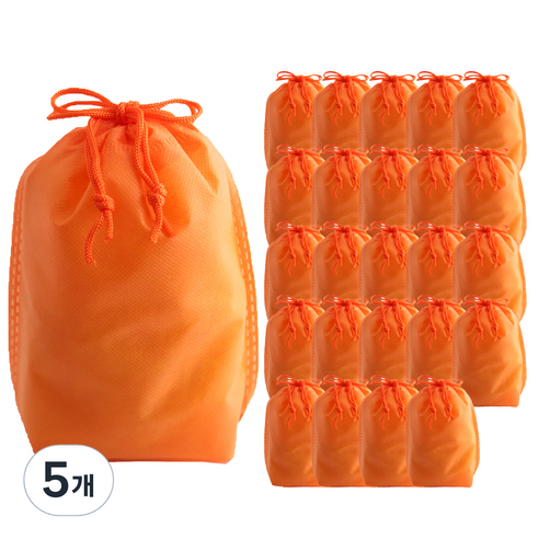 부직포 복주머니 더스트백 16 x 25 cm 25p, 오렌지, 5개