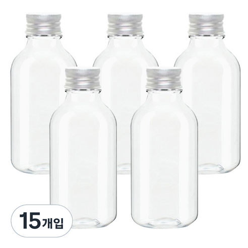 병도매닷컴 ARB200 투명 음료용기 알루미늄 실버캡, 200ml, 5개