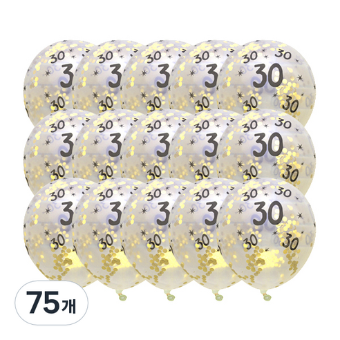 마켓감성 생일파티풍선 숫자 스팽글, 골드(숫자30), 75개