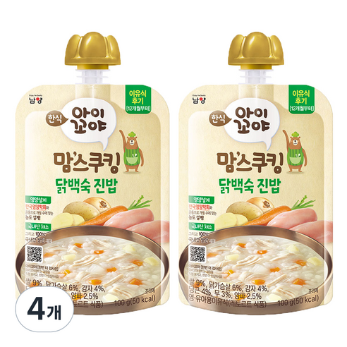 아이꼬야 맘스쿠킹 레토르트 이유식 100g, 닭백숙 진밥, 100g, 4개 닭백숙 진밥 × 100g × 4개 섬네일