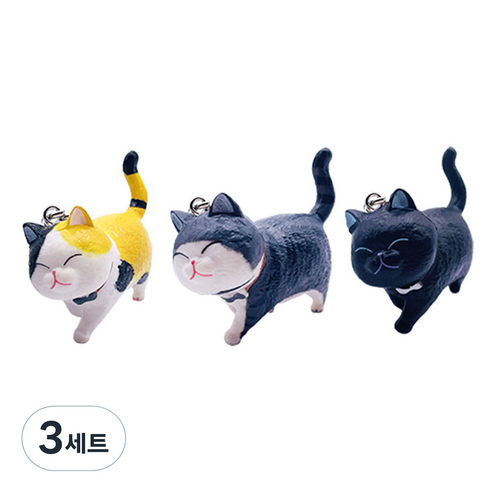 월드크린 산책하는 고양이 키링 C타입 세트, 3세트