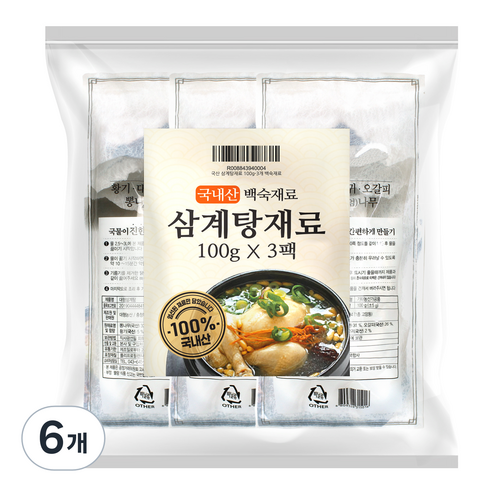 삼계탕 백숙재료, 100g, 6개
