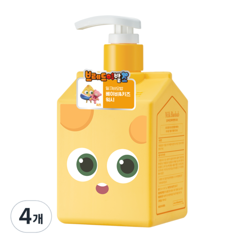 밀크바오밥 브레드이발소 베이비앤키즈 워시, 4개, 250ml