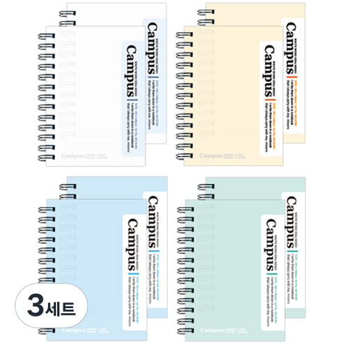 미소로 1800 A6 캠퍼스 좌철수첩 85매 4종, 화이트, 아이보리, 블루, 민트, 3세트
