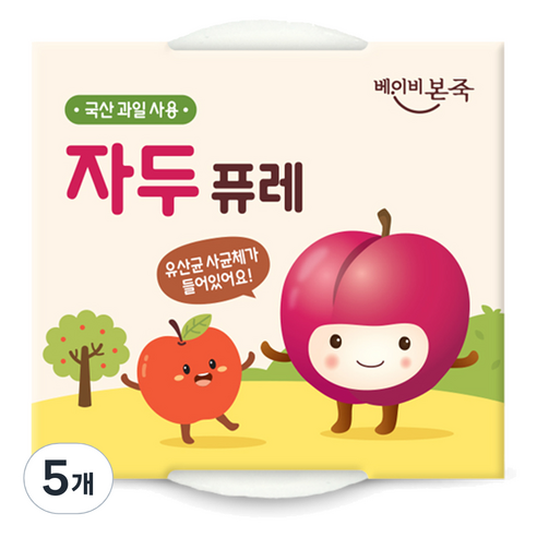 베이비본죽 과일퓨레 2p, 5개, 200g, 자두