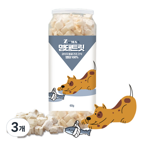 쥬맥스 강아지 명태트릿 사사미 60g, 3개, 명태맛