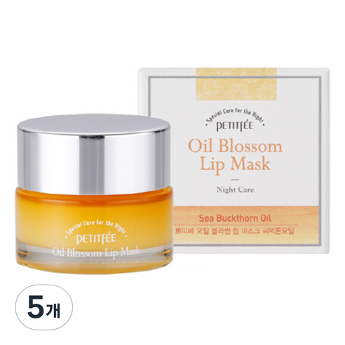 쁘띠페 씨벅톤오일 블라썸 립 마스크팩 15g, 1개입, 5개