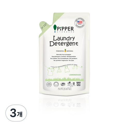 피퍼스탠다드 발효액 세탁 세제 레몬그라스향 리필형 750ml, 3개