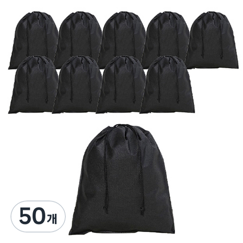 도나앤데코 라일리 부직포 주머니 M, 블랙, 50개
