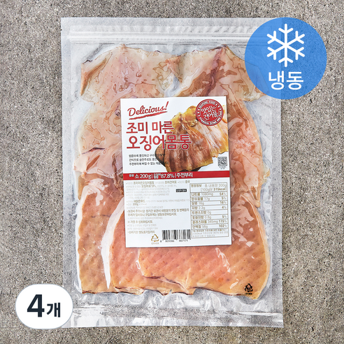 해맑은푸드 조미 마른오징어 몸통 (냉동), 200g(소, 5미), 4개