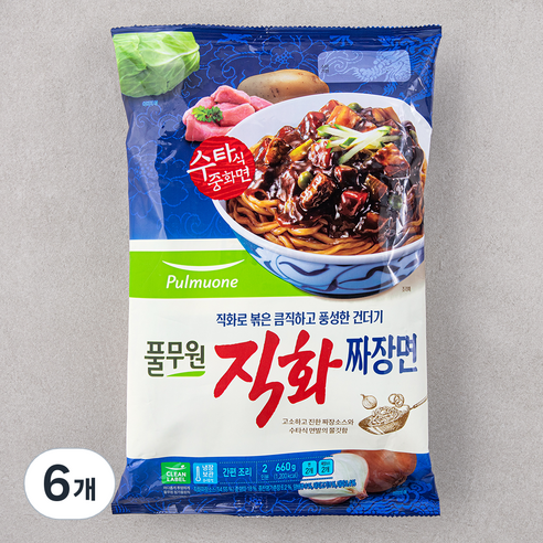 풀무원 직화짜장면 2인분, 660g, 6개