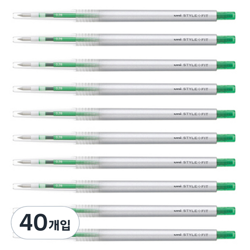 미쓰비시 스타일핏트 단색펜 0.28mm UMN-139, 그린, 40개입