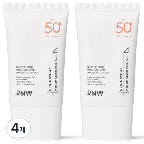 알엔더블유 더 레이아웃 마일드 수분 톤업 선크림, 50ml, 4개