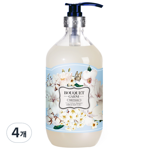부케가르니 딥퍼퓸 샴푸 베이비파우더, 1000ml, 4개