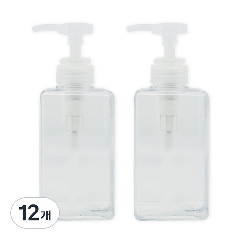 뉴앤룩 사각 리필용기 디스펜서 일반형 450ml, 01 투명, 12개