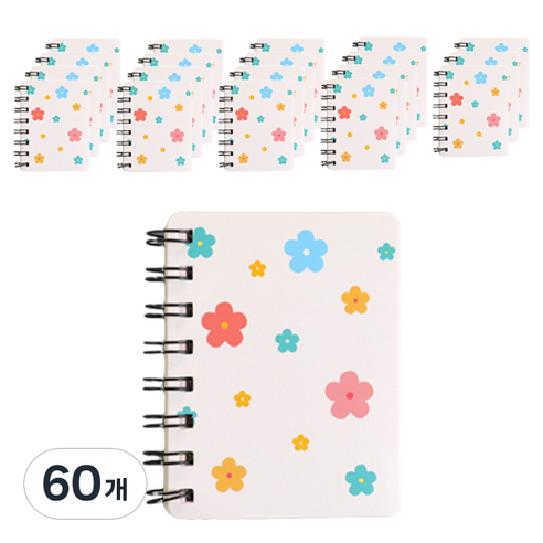마켓감성 미니 휴대용 간편 메모장, 꽃들, 60개