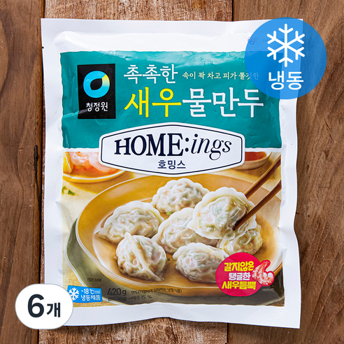 청정원 호밍스 촉촉한 새우 물만두 (냉동), 420g, 6개