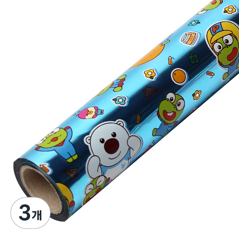 코코플러스 위드뽀로로 롤 포장지 26.5cm x 12m, 블루, 3개